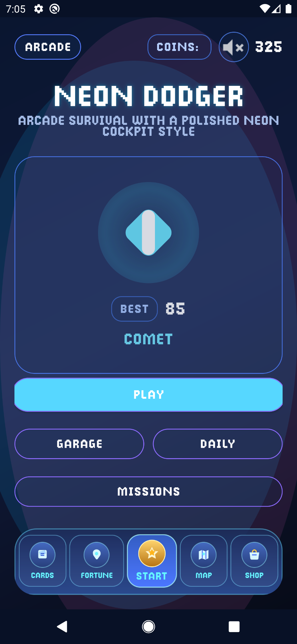 Neon Dodger gameplay screen