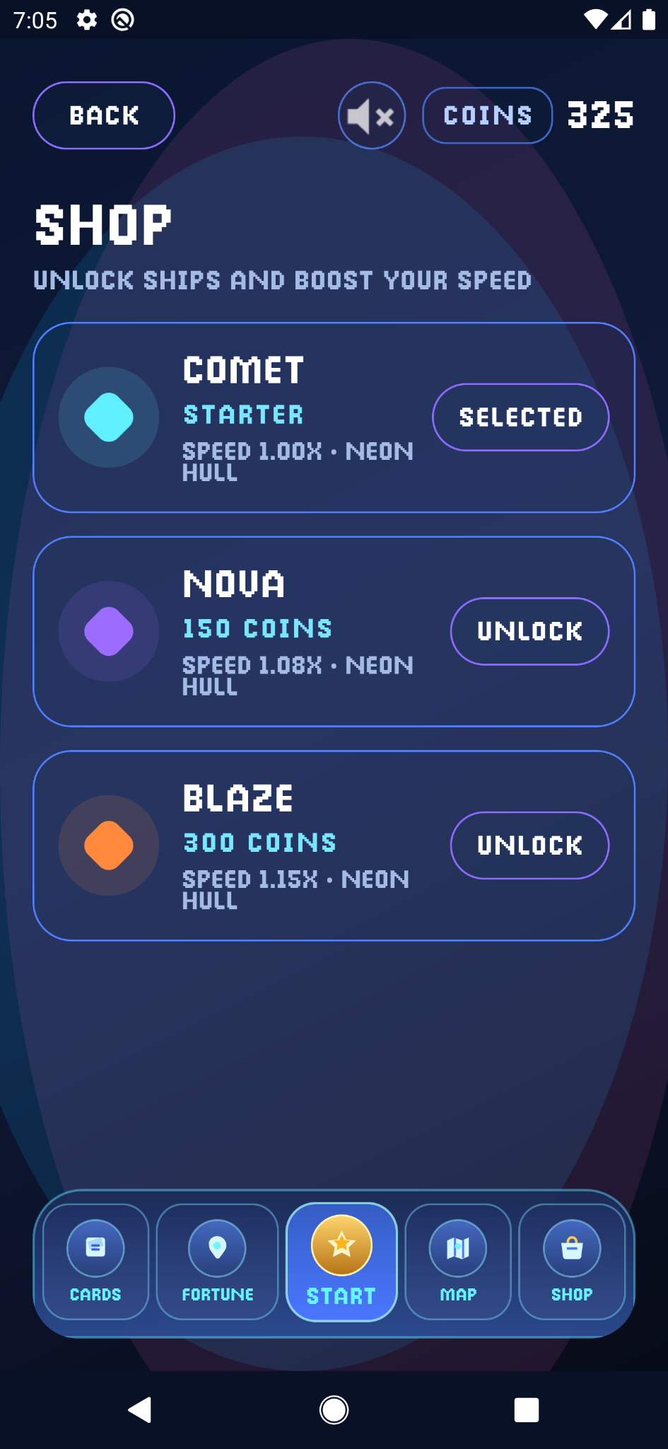 Neon Dodger home screen